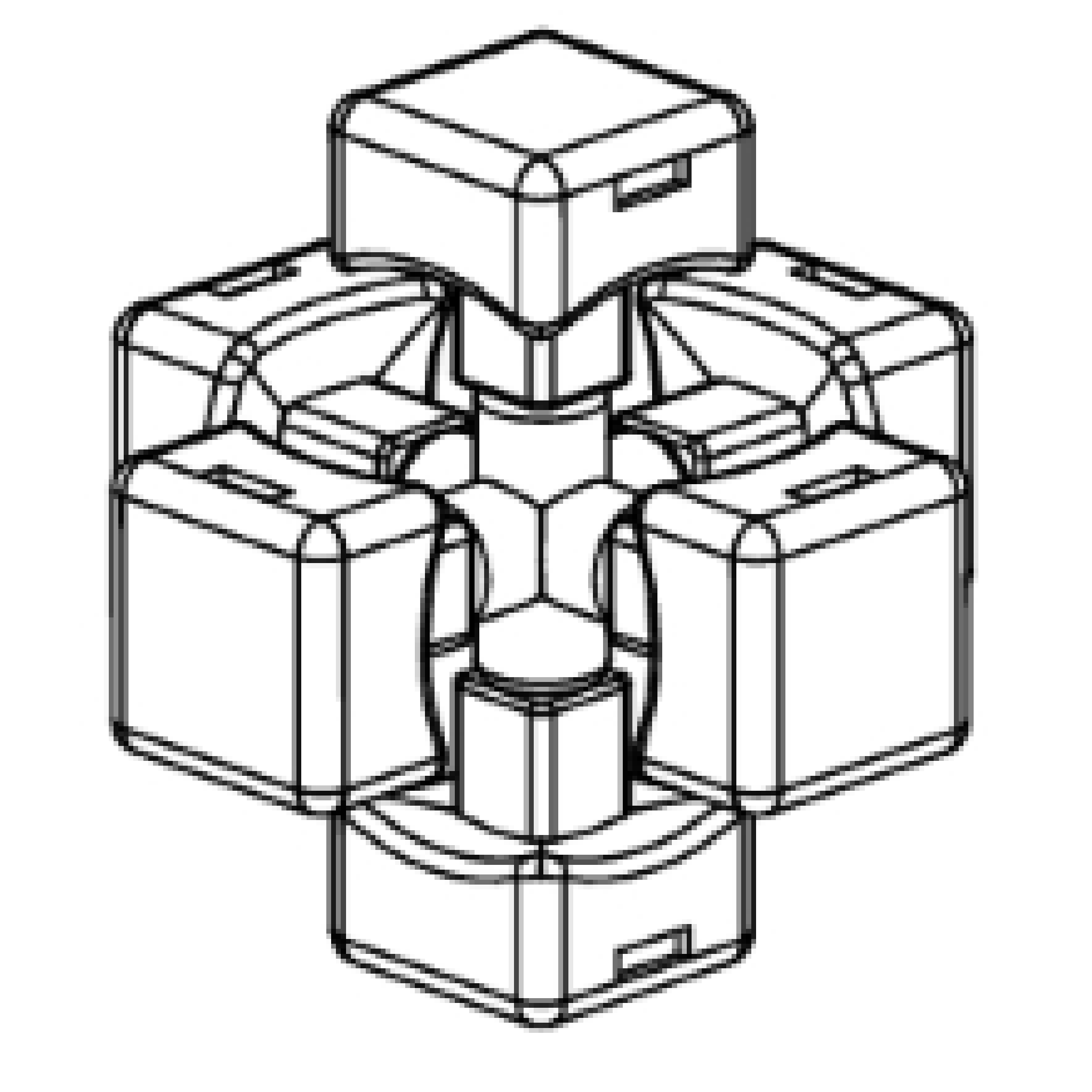 Fig 01:  The centre piece has a fixed relationship with the other pieces.